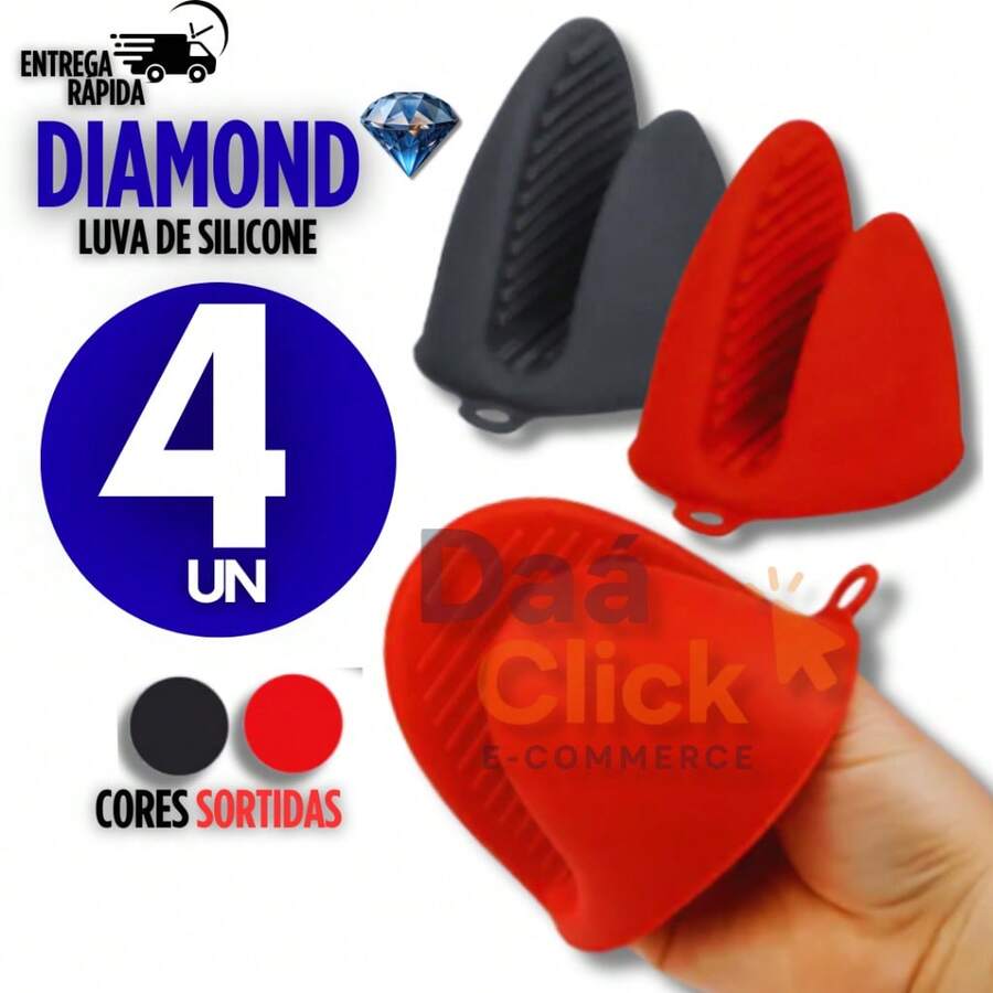 KIT 08 Luva de Silicone Para Forno Antiderrapante Alta Temperatura Cozinha Segura Assados e Churrasco Premium - KIT 04 UNIDADES - Visão 1
