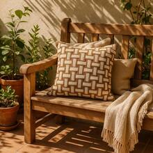 Boho Cotton Macrame Ribbon Trance Cushion Cover 45CM X 45CM - 摩卡棕 - 查看 5