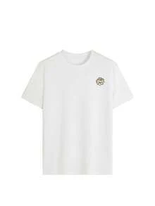 女士夏季字母印花圆领短袖T恤，休闲宽松百搭度假风上衣，时尚夏季日常及假日穿着 白色 - 白色 - 查看 3