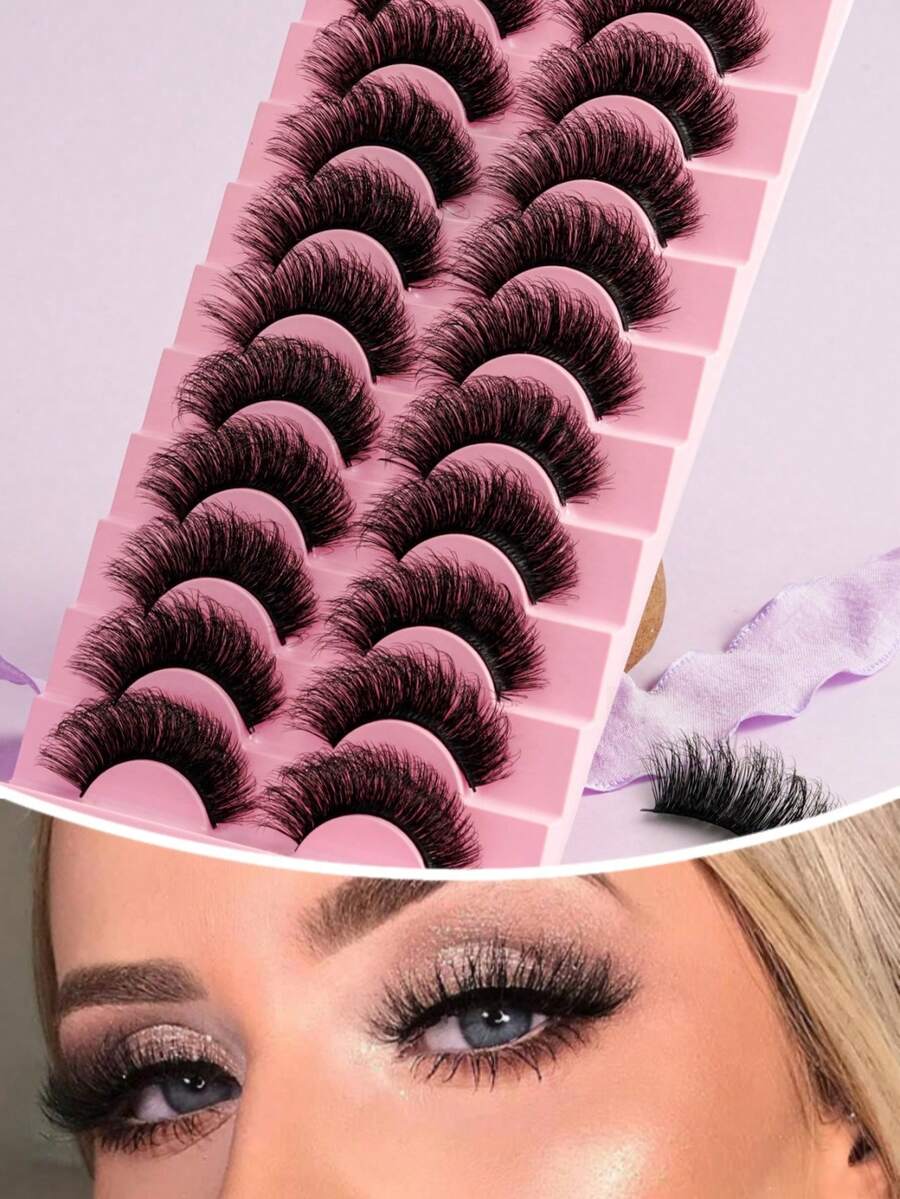 10对浓密丰盈假睫毛，放大双眼，易于佩戴 - 查看 1