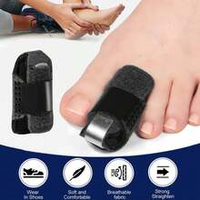 2 piezas Estabilizador ajustable negro para dedos y dedos de los pies, férula para dedos de los pies extraíble con ajuste cómodo - Negro - Ver 8