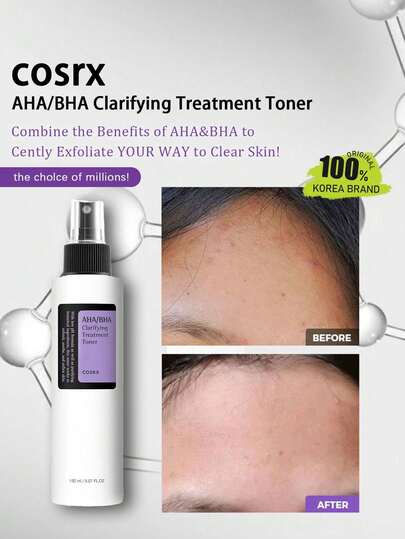 COSRX AHA BHA 净肤爽肤水，轻盈保湿配方，快速吸收，净化毛孔，平衡油脂，舒缓保湿，韩国化妆品，150毫升/5.07液体盎司。