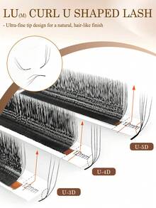 12 Rows U-Shaped 3D 4D 5D Eyelash Extension, New Velvet & Silk U-Shaped W-Curl Flare Lightweight & Fluffy Faux Mink False Eyelashes - LU(M) - View 7
