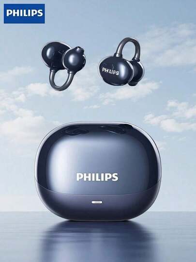  Philips TAT3469 Bluetooth Headphones Ear Clip Open Wireless Noise Reduction Ear Buds Long Battery Life 360°Surround Sound Technology Bone Conduction Air Earphones Clear Call Sport PHILIPS Headset