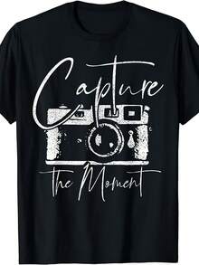 Photographer Gift Vintage Camera T-Shirt - Capture The Moment Retro Camcorder & Film Roll Graphic Tee, Unisex For Men & Women, 100% 220G, Casual Wear For Photographers & Photo Enthusiasts - White - View 2