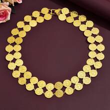 1pc Fashionable Waist Chain, Vintage Gold-Plated Double-Layer Coin Body Chain, Middle Eastern Style Bridal Wedding & Party Waist Belt Accessory For Women,Summer,Beach,Festival,Elegant - One Size - View 6