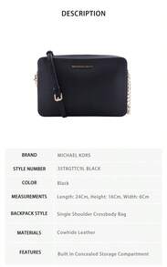 Michael Kors Jet Set 系列純色女士單肩斜背小方包 35T8GTTC9L 黑色 - 黑色35T8GTTC9L BLACK - 查看 7