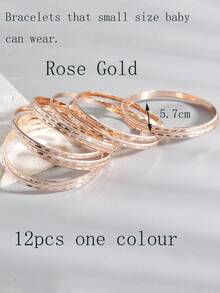 12件装 3-8岁 创意精致闪亮百搭波浪叠戴手镯 - 彩色 - 查看 18