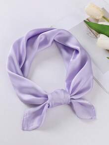 1pc Solid Color 70cm Faux Silk Printed Bandana Scarf, Minimalist Headscarf, Fashion Square Scarf, Elegant Neckerchief, Orange/Green/Red, Suitable For Halloween Costume, Headband, Gift Or Performance Scarf For Dress - 70 Satin - View 9