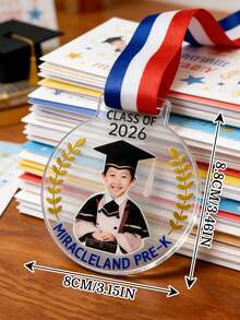 1枚可定制照片透明亚克力毕业奖牌，个性化奖牌，定制照片和文字奖牌，毕业奖牌，学术奖牌，最佳荣誉纪念品，送给朋友、同学、家人的毕业礼物，毕业派对礼品，个性化礼物 - 彩色 - 查看 6