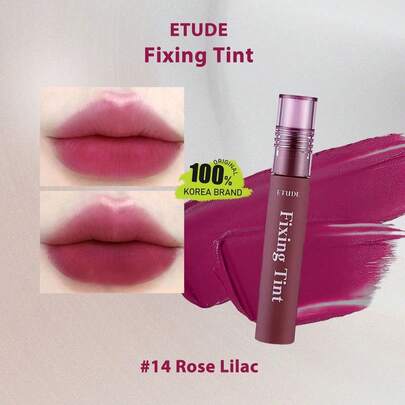 ETUDE 14号玫瑰紫丁香色哑光唇釉，轻盈不拔干配方，丝绒般柔滑慕斯质地，持久显色，哑光妆效，柔焦唇妆效果，韩式彩妆，4克/0.14盎司