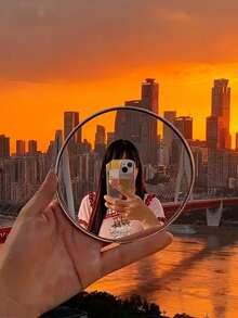 Tragbarer Handhandspiegel mit Blumendekoration - Glatter Kunststoff Selfie-Spiegel, kompakter runder Fotorequisit geeignet für Vlogging, Fans und Social-Media-Fotos - Reiseessentiell - Verschiedenfarbig - Übersicht 3