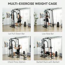 3 In 1 Smith Machine, Multi-Functional Power Cage With Dual Cable Pulley System, Chest Press Station, 17-Level Squat Rack And Barbell Bar, Home Gym System - Black - View 4