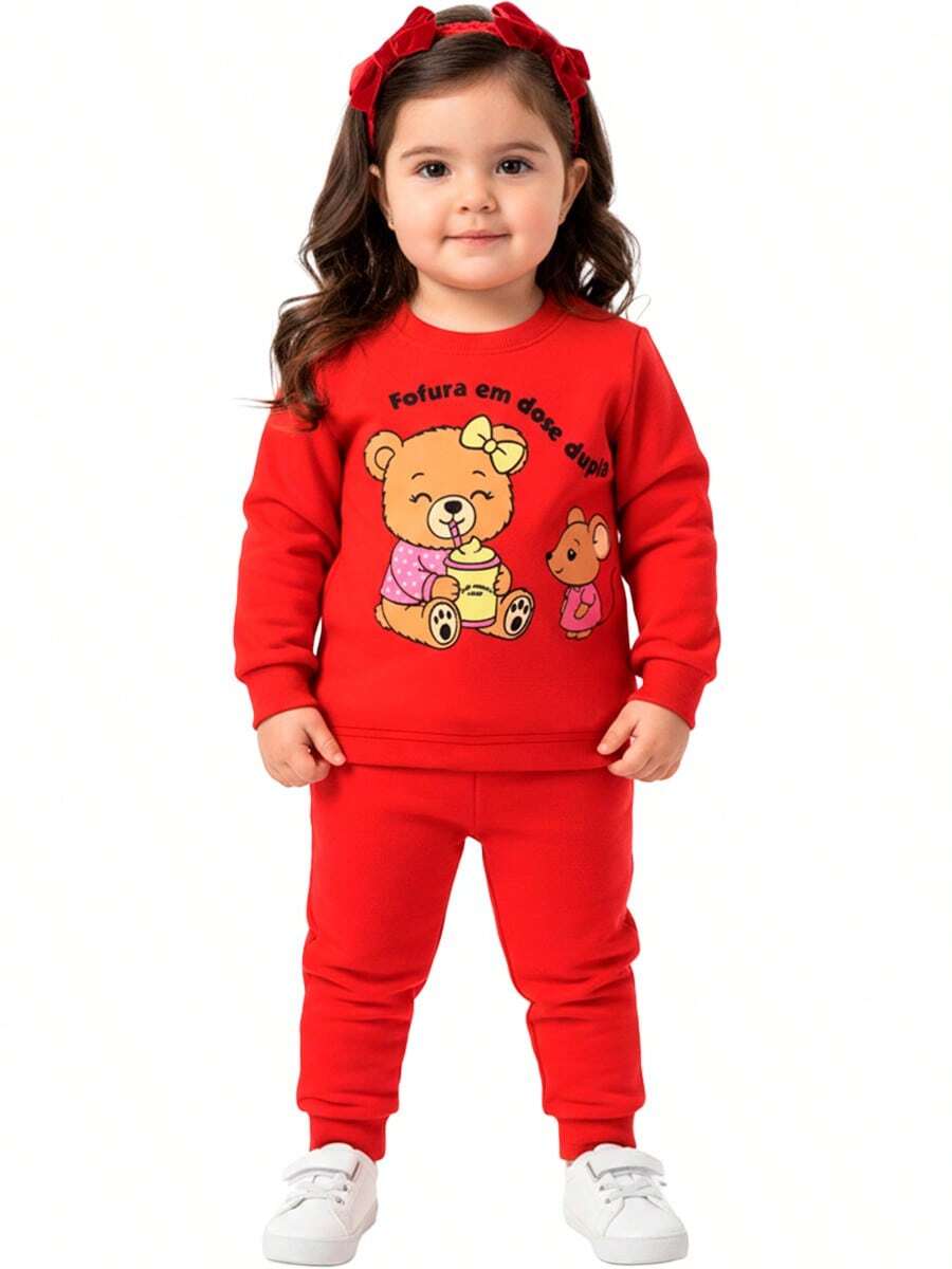 Conjunto Moletom Bebe Infantil Menina Fofura em Dose Dupla - B0017 - Visão 1