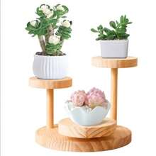 1Pcs Wooden Table Display Risers Flower Stand On The Desk 3 Tier Display Stand For Displaying Jewelry Collections And Potted Plants. - Wood Color - 查看 7