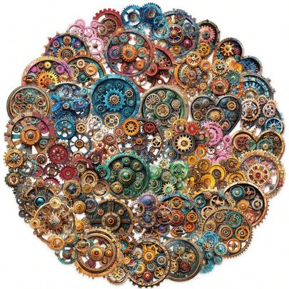 50PCS Time And Space Gear Stickers, Decorative Stickers, Water Bottle And Laptop Stickers, Colorful Stickers, Notebook, Phone Case, Guitar, Skateboard Stickers