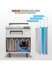 Sandwich Prep Table, 7.42 Cu. Ft. Salad Single-Door Refrigerated Prep Table, 28-Inch Food Prep Fridge, Commercial Stainless Steel Prep Refrigerator Table For Restaurant, Bar, Shop, Silver - 銀色 - 查看 4