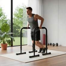 ShiningLove Heavy Duty Dip Bar Station 440LBS, Adjustable Height 32-36", Portable For Home Gym Calisthenics - Black - View 7