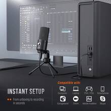 USB麦克风，带增益控制的录音麦克风，金属电容麦克风，适用于笔记本电脑、Windows系统、音乐工作室、直播、播客，心形指向性，是人声录制的理想选择 - FIFINE K669B - 黑色 - 查看 7