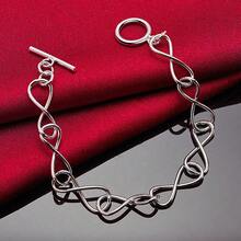 925 Sterling Silver Plated 8 Inches Simple Classic Bracelet For Women Men Charm Fashion Wedding Party Gift Jewelry - Silver - View 3