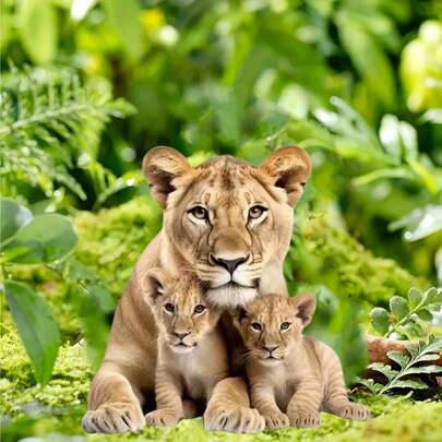 Acrylic Mother Lion And Baby Lion Garden Stake, Outdoor Decor, Yard Art, Garden Path Prop Sign