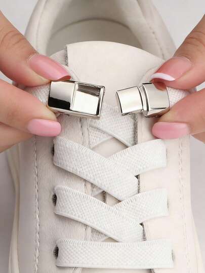 Cordones sin atar con hebilla, de poliéster blanco, accesorios de calzado unisex adecuados para zapatos deportivos, zapatos casuales, zapatos blancos, zapatos de baloncesto, zapatos para correr, etc. Regalo de accesorios de verano para el calzado