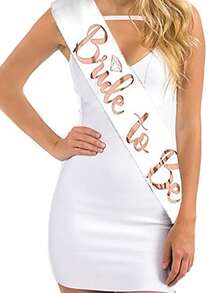 BRIDE TO BE Sash Veil Set 3PCS Bride Party Set Veil Hair Clasp Head Band Shoulder Ribbons Shoulder Belt Bridal Single Party Set - 3pcs - View 2