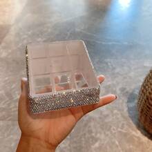 Luxury Rhinestone Inlaid 9-Grid Lipstick & Cosmetic Storage Box, High-End Vanity Organizer - Multicolor - View 3