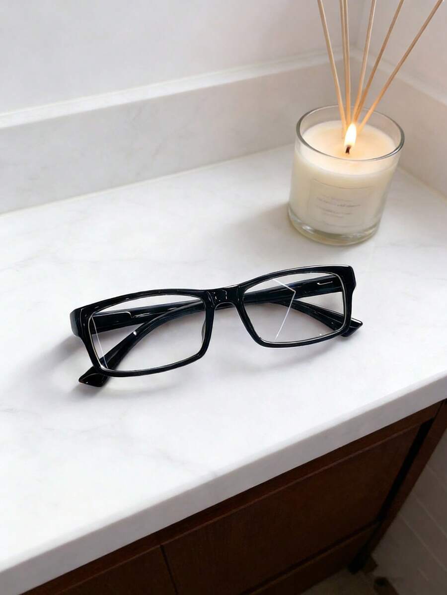 1 par de gafas con montura cuadrada clásica y retro, de color negro, gafas de moda para mujer, adecuadas como regalo para la novia o la mejor amiga. / Estilo aleatorio enviado - Negro - Ver 1