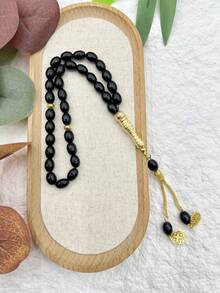 33 piezas Pulsera de cuentas de oración islámicas ovaladas de vidrio transparente - multicolor - Ver 11