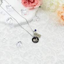 Customized Engraved Necklace, Personalized Portrait Photo Necklace, DIY Birthstone Necklace, Birthday, Anniversary, Valentine's Day Gift - Silver - View 7