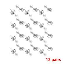 12 piezas de pendientes de mariposa diminutos de 2 mm/3 mm/4 mm/5 mm/6 mm en oro/plata, pendientes de botón de acero inoxidable 316 hipoalergénicos, clips de cartílago universales, joyería minimalista adecuada para vacaciones, regalos de Acción de Gracias para amigos y familiares - Perla blanca de imitación - Ver 13