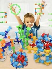 11件套儿童吸盘积木玩具，软橡胶积木，早教儿童益智吸盘积木 - 彩色 - 查看 4