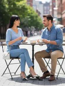 Pantalón Mezclilla Recto Pedrería Brillos Mom Jeans - Azul - Ver 9