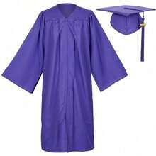 2026 Unisex Matte Graduation Gown And Cap Set With Tassel For Middle High School Bachelor - Purple - View 7
