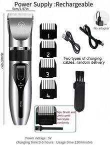 1pc Rechargeable Pet Hair Trimmer Electric Quiet Grooming Kit, Suitable For Dogs, Cats And Other Pets - Multicolor - View 9