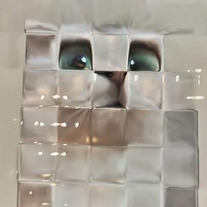 Pixelate Your Cat!Cute Pixelated Cat Face Optical Prism, Fun Desk Decor & Fidget Toy, Unique Cat Lover Gift, Stress Relief Gadget For Teens & Adults, Perfect For Home, Office & Desk Display