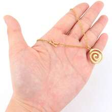 1pc Classic Fashion Initial Spiral Pendant Golden Stainless Steel Chain Necklace For Women - Yellow Gold - View 3