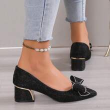 Women's Elegant Stilettos, Pointed Toe Patent Leather High Heels, Slip-On Sexy Shoes For All Seasons, Versatile Fashion Footwear, Elegant Party Shoes - Black - View 4