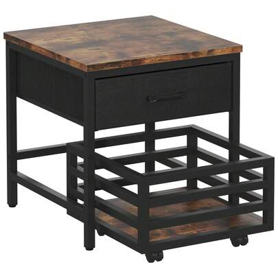 Mini Fridge Stand With Movable Storage Basket, Mini Fridge Cabinet With Storage Drawer,Sturdy Metal Frame,Great For Dorm Home Office, Black