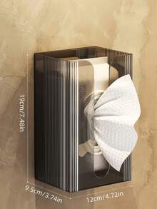 1pc Clear Wall Mounted Toilet Paper Holder - Multicolor - View 2