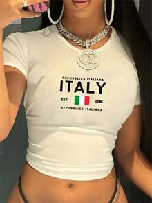 T-Shirt Printed Shirt Milano Italy Blouse 100% Cotton T Shirt New Arrival Top Premium Casual - 白色 - 查看 5