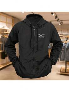 Mi.Zuno Windbreaker Jacket, Unisex, With Hood And Pocket, For Everyday Use And The Gym. - Black - View 1