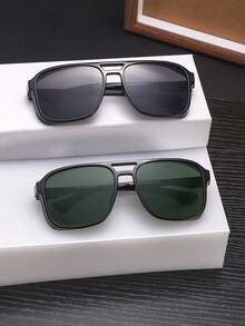 2 chiếc gọng kính thời trang vuông cổ điển bằng polycarbonate dành cho nam, thiết kế chắn gió hai bên, kiểu dáng thanh lịch và đơn giản, gọng kính nhẹ và thoải mái, phù hợp để đeo hàng ngày, kèm hộp đựng kính. - Nhiều màu - Xem 2