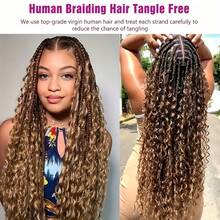 2 Bundles 100g 4/27 Wet & Wavy Human Braiding Hair - Deep Wave Bulk No Weft Brazilian Virgin Curls, Smoother Natural Realistic For Boho Braids, Everyday & Holiday Parties - S4/27 - View 3