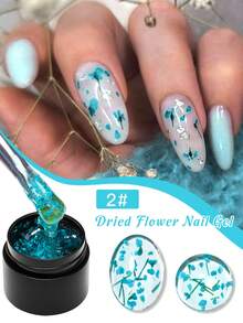 Mtssii 5毫升 DIY 干花胶指甲油 天然花仙子系列混合指甲油 半永久可卸 UV 指甲油凝胶彩绘颜料 花朵凝胶 需要底油和封层 - 藍色 - 查看 2