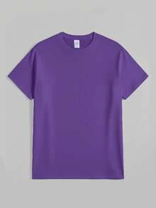 [Black Cat T-Shirt] Relaxed Fit Black Casual  Cat Graphic T-Shirt |   Short Sleeve Crew Neck, Summer Style, Polyester Blend2025 - 紫色 - 查看 3