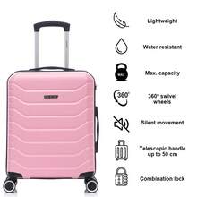 Vali xách tay ABS+Polycarbonate 55x40x20cm (40L) vỏ cứng, cỡ nhỏ, có 4 bánh xe xoay 360°, khóa số - 20 inch - Màu đen/xanh navy/vàng/xanh bạc hà/vàng hồng/xanh lá cây/hồng nhạt/xanh ngọc - Màu Hồng baby - Xem 2