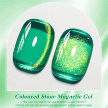 MEET ACROSS 1pc 7ml Jelly Colored Stone Cat Eye Gel Nail Polish, Gold Light Ultral Shine Gradient Magnetic Semi Permanent Soak Off UV Gel Varnish For Summer Nails, Manicure Nail Art Degign For Home And Salon Nail Supplies - 彩色 - 查看 3