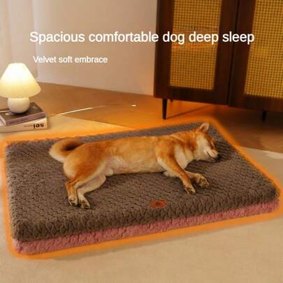 加厚绒面可拆卸水洗宠物垫，柔软舒适透气耐用，适用于中大型犬/猫，高品质，四季皆宜。